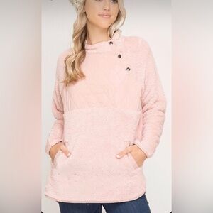 Asymmetrical Snap-up pullover sweatshirt
